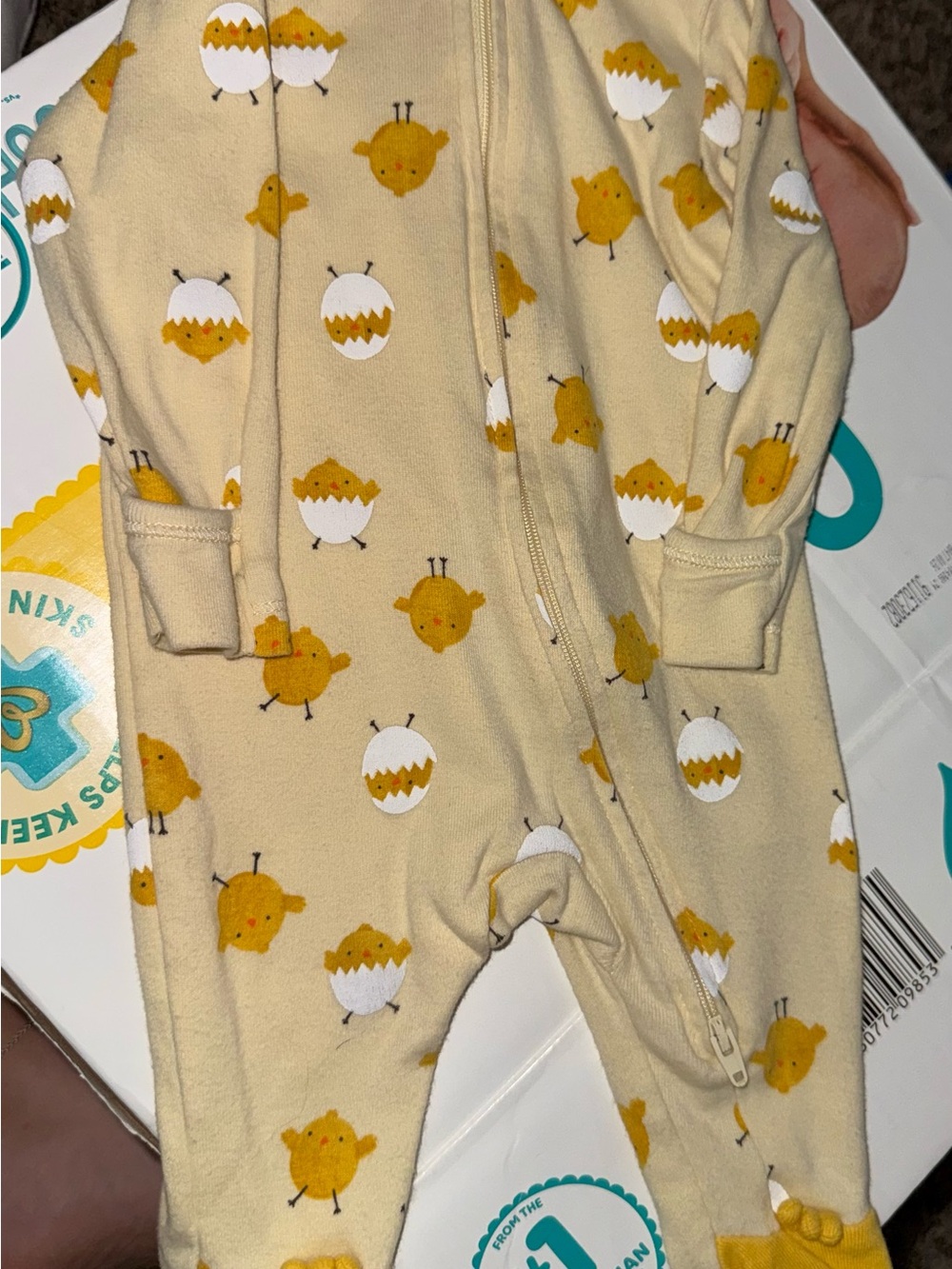 Old Navy Beige One-Piece with Yellow Chick Print